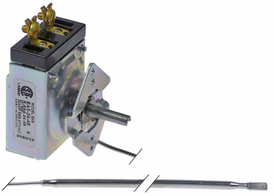 Termostat  t.max. 550°F (287°C), contact 1NO, 30A, sonda ø 4,7 x 290 mm, capilar 1200 mm - 390837