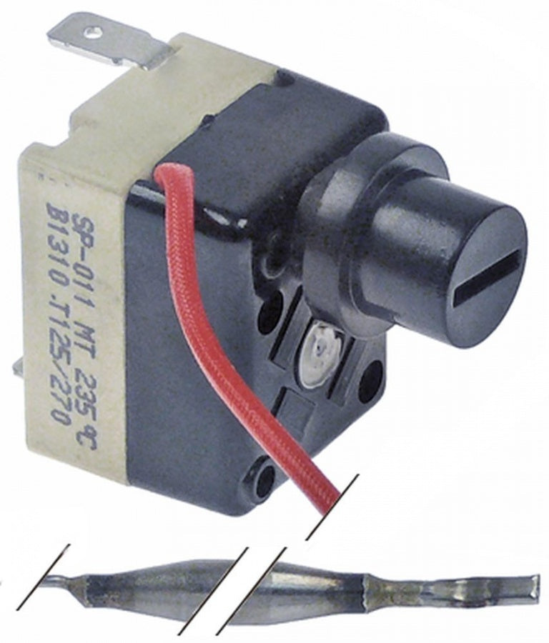 Termostat de siguranta 235°C, contact 1NC 16 A, bulb ø 5 x 73 mm, capilar 1030 mm - 390856