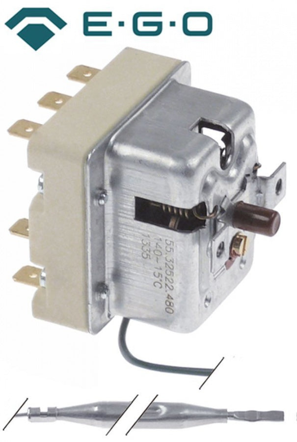 Termostat de siguranta 140°C, EGO - 55.32522.480, cu 3 contacte 3CO, sonda ø 6x90 mm, lungime capilar 900 mm, Electrolux 0C2983