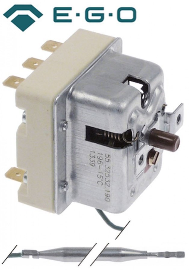 thermostat 196°C 3-pole 3NC probe ø 6mm probe length 87mm capillary pipe length 890mm