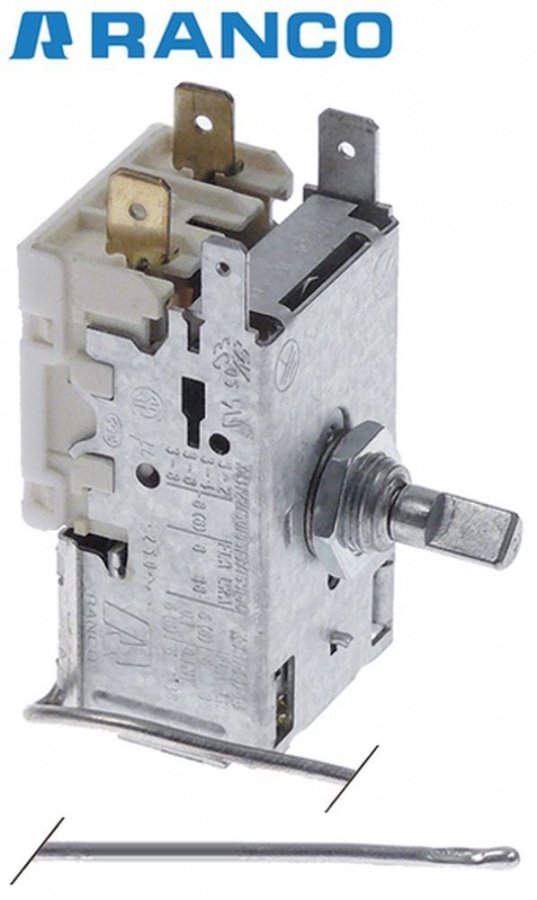 termostat RANCO tip K50-L3425 ø senzor 2mm L senzormm țeavă capilară 1000mm T cald -10°C