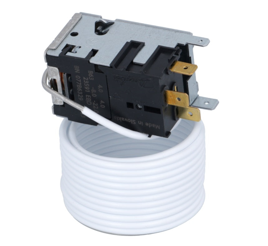 Termostat evaporator Danfoss 077B-6329,  rece -22°C, cald -3°C, capilar L 2000 mm, 23591 - 391091