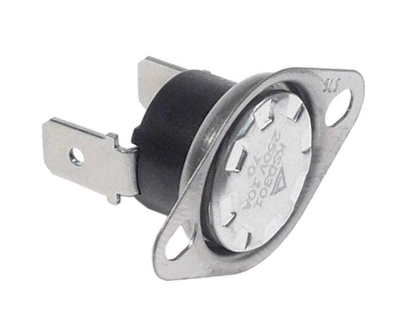 Termostat cu bimetal 140°C, contact 1NC 10A, 250V, conectori mici 4,8 mm