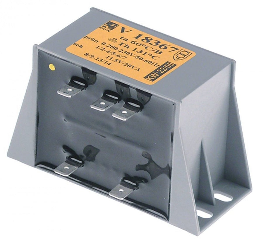 transformer primary 200-230V secondary 11.5V 20VA 50/60Hz temperature restriction 131°C