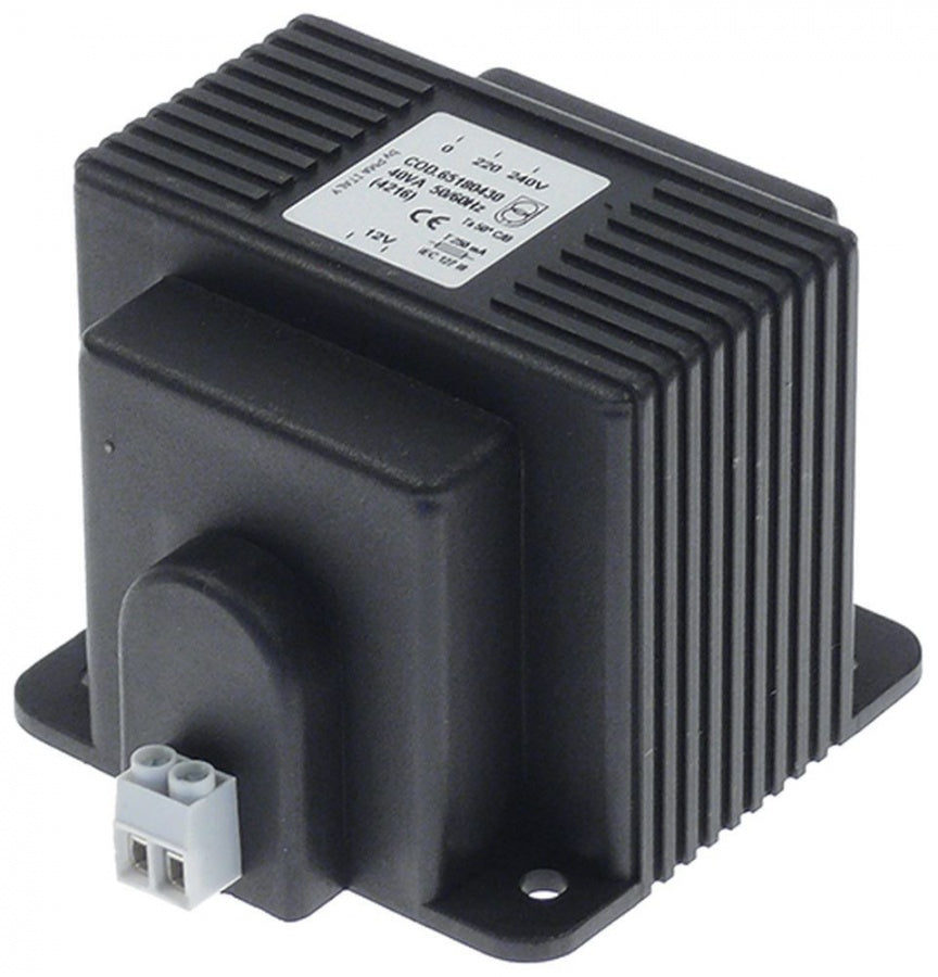 transformer primary 230VAC secondary 12VAC 40 VA secondary 3,2 A H 63 mm L 75 mm W 78 mm