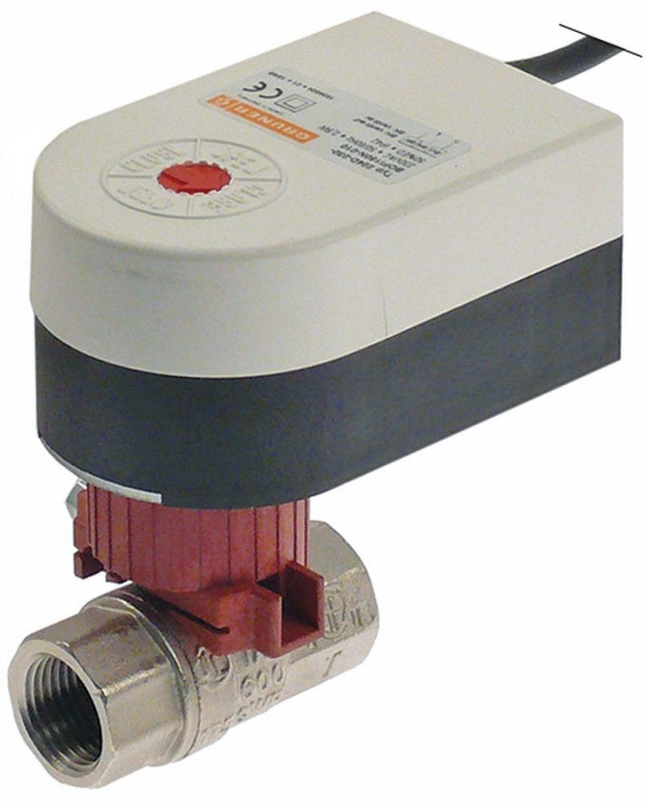 Robinet servo cu bila, filet intern 2x ½" FT, 250 V 50/60 Hz, actionare electrica, trifazic - Cod 401085