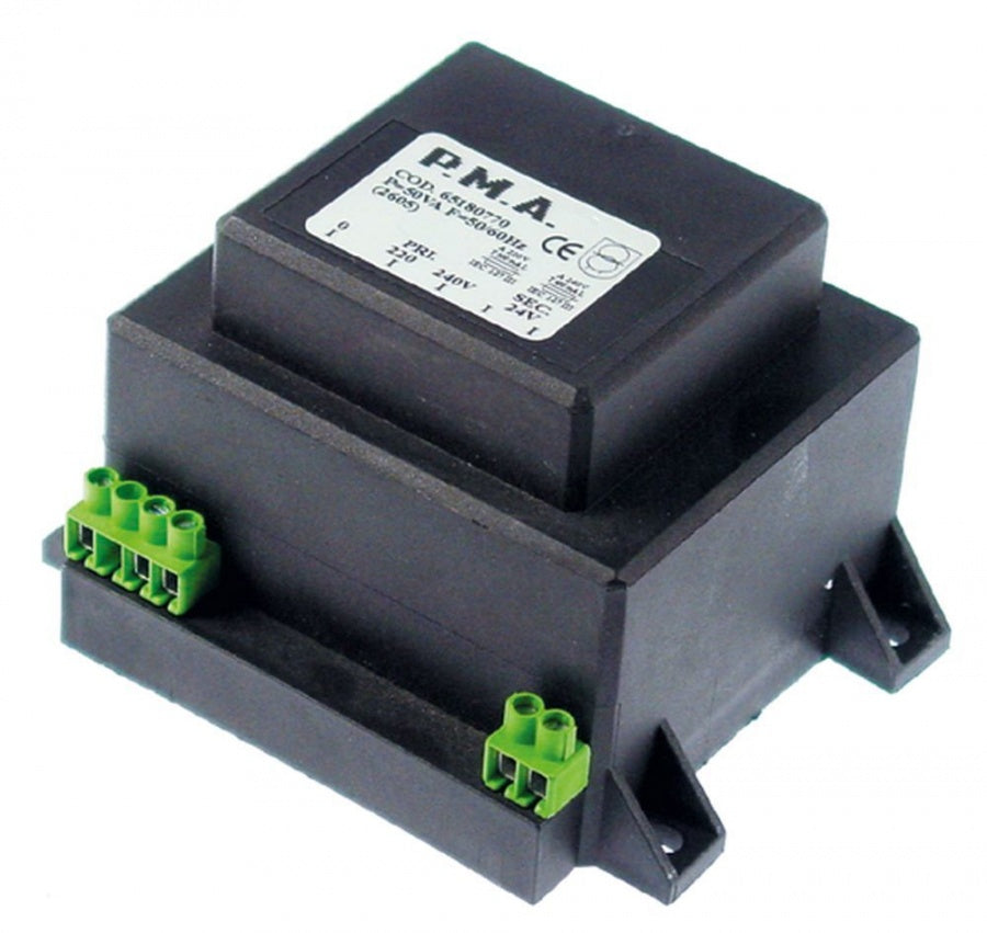 Transformator, primar 220/240 V, 50 VA, secundar 24 V, 2,1 A, 50/60 Hz - 401340
