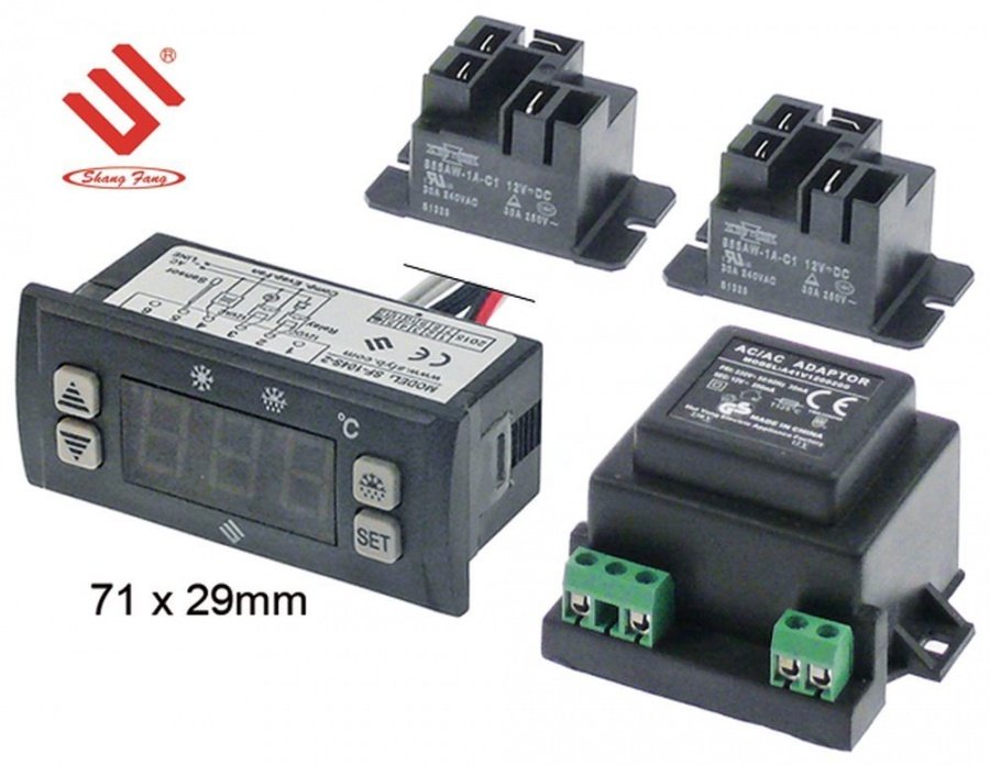 Controler electronic SHANGFANG tip SF-104S-2, alimentare 230V, sonda NTC, cu 2 relee de iesire 2 NO, 30A - 403074