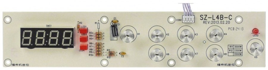 keypad PCB induction device GIC3035, L 247 x 53 mm, keypad connection 4 contact pins