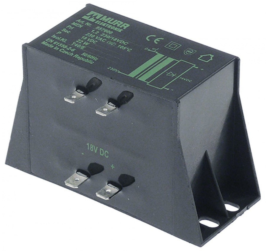 transformer primary 230V secondary 18V 22VA secondary DCA H 60mm L 95mm W 40mm 50/60Hz - 403471