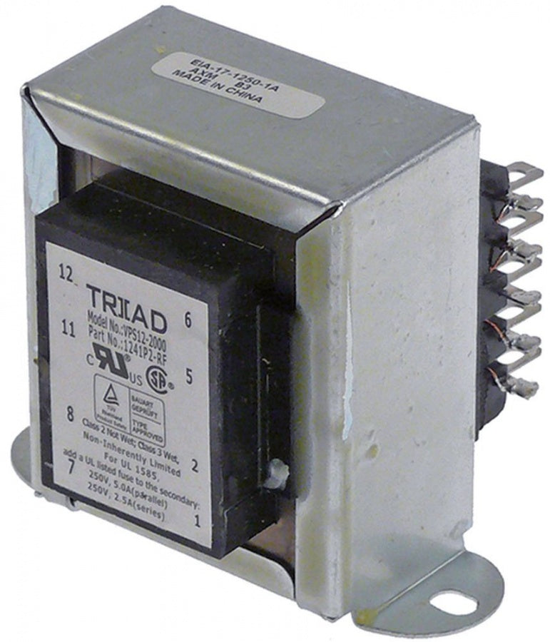 transformer primary 250V secondary 250V 625 VA secondary 2,5 A H 60 mm L 73 mm W 56 mm