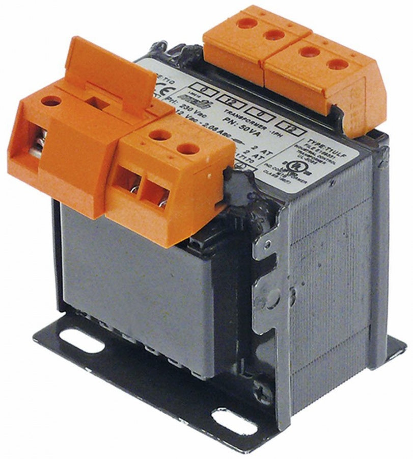 transformator primar 230V/50-60Hz secundar 12V 50VA racord racord cu șurub tip