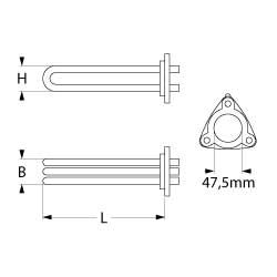 Rezistenta 17000W, 230/400V, L 590 mm, cu 3 circuite, 058995 - 415063