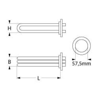 Rezistenta 9000W, 230V, L 470 mm, cu 3 circuite - 415265