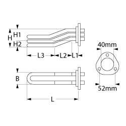 Rezistenta 1300W, 230V, L 323mm, Pavoni - 417133