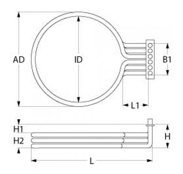 Rezistenta 8000W, ext. ø 300 mm - int. ø 287 mm, flansa 145x25 mm, cu 3 circuite - 418753