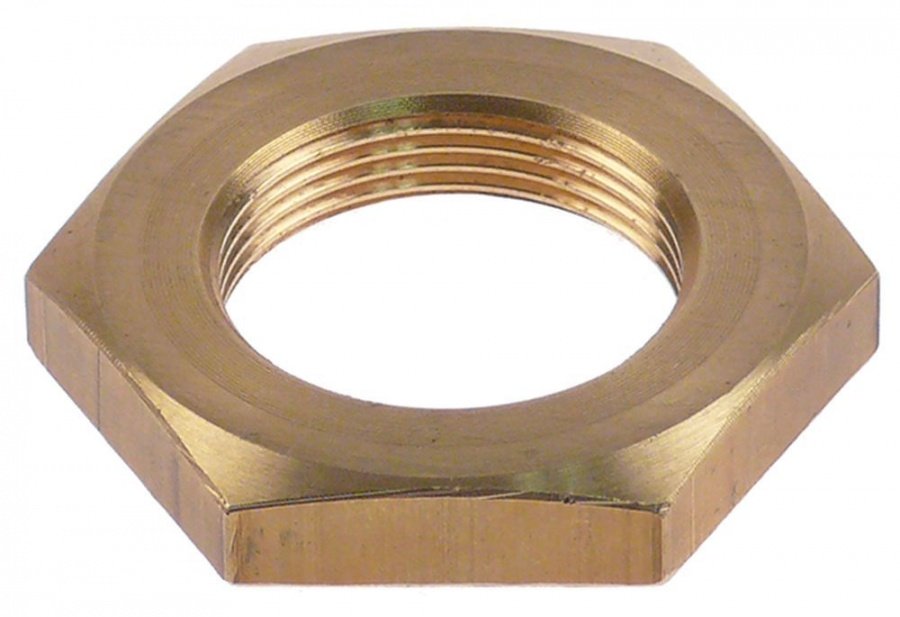 hexagonal nut thread M28x1,5 H 8mm WS 46 brass Qty 1 pcs