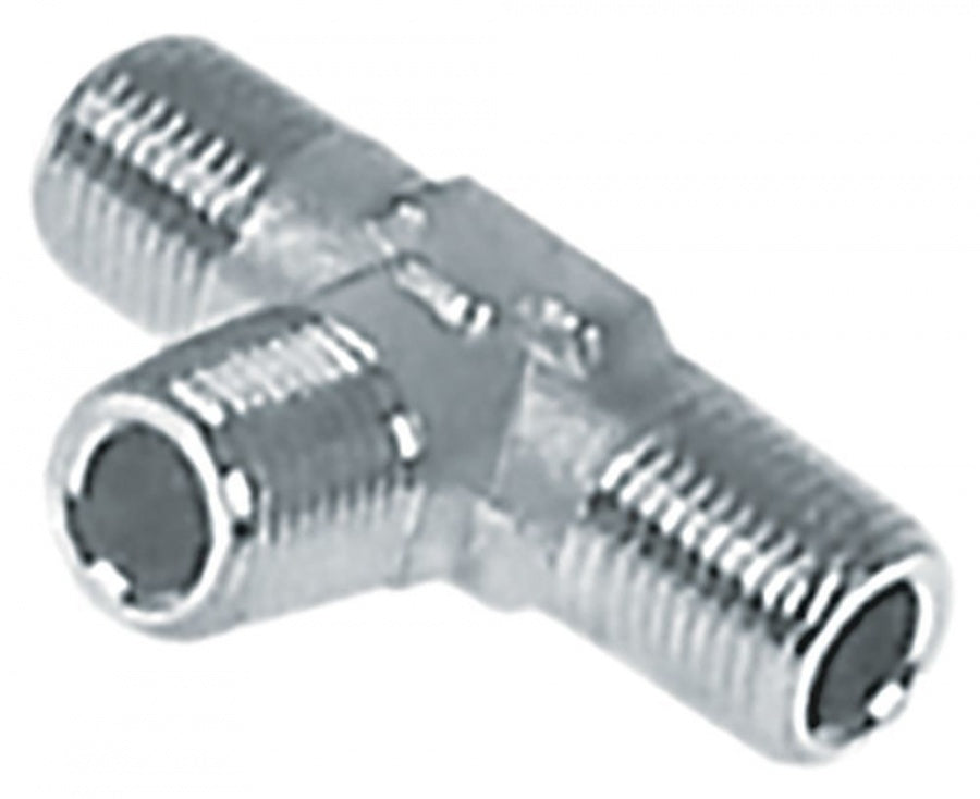 Racord T filet 1/8" FE - 1/8" FE - 1/8" FE alamă nichelată L 39mm - 520386
