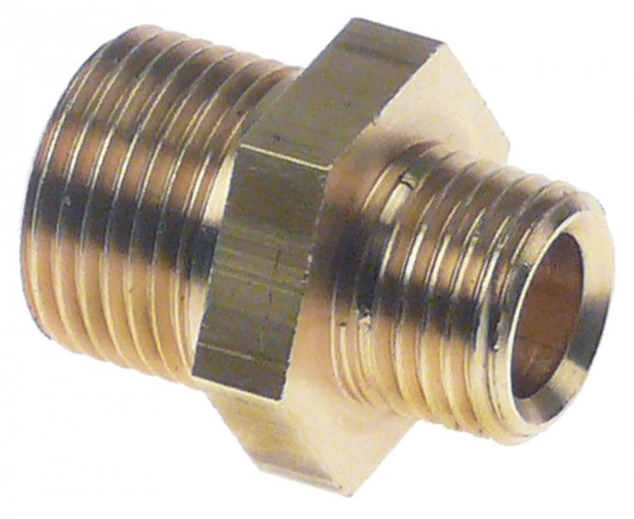 Double nipple T1 ¼" T2 3/8" int. ø 1 8,3mm L 5mm brass Qty 1 pcs - 526413