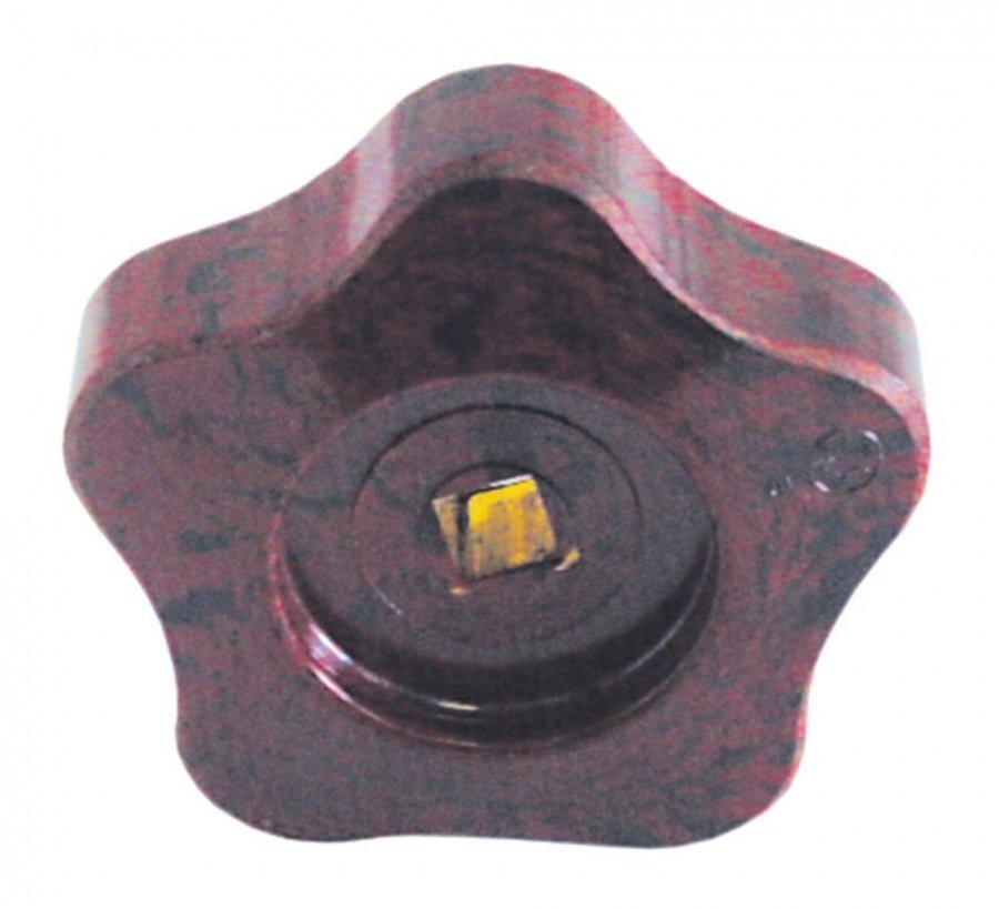 Buton stelat pentru robinet, ax 7 x 7 mm, ext. ø 58 mm, maro - 529813