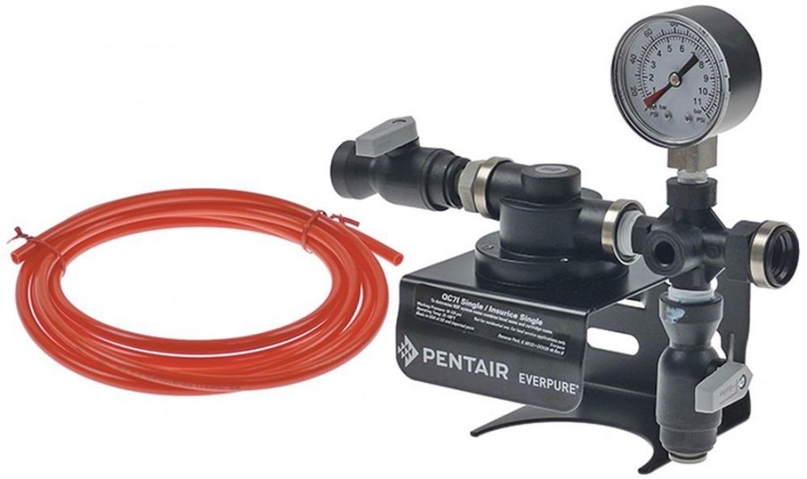 Cap filtru EVERPURE tip QC7I racord 3/8" vertical cu robinet de închidere și manometru ø 180mm
