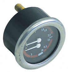 Manometru scala dubla ø 63 mm, racord 1/8", presiune abur boiler 0-2,5 bar, presiune pompa 0-15 bar - 541211