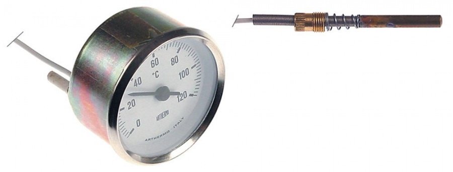 thermometer mounting ø 60mm t.max. 120°C measuring range 0-120°C probe ø 6mm