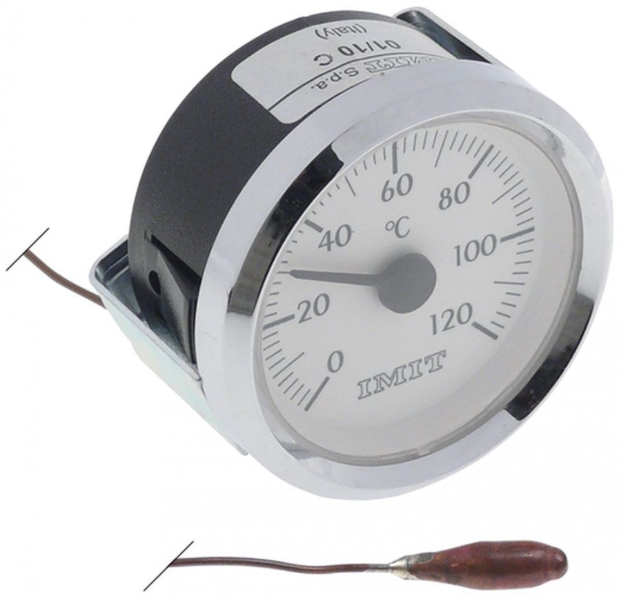 thermometer mounting ø 52mm t.max. 120°C measuring range 0 up to +120°C probe ø 6,5mm