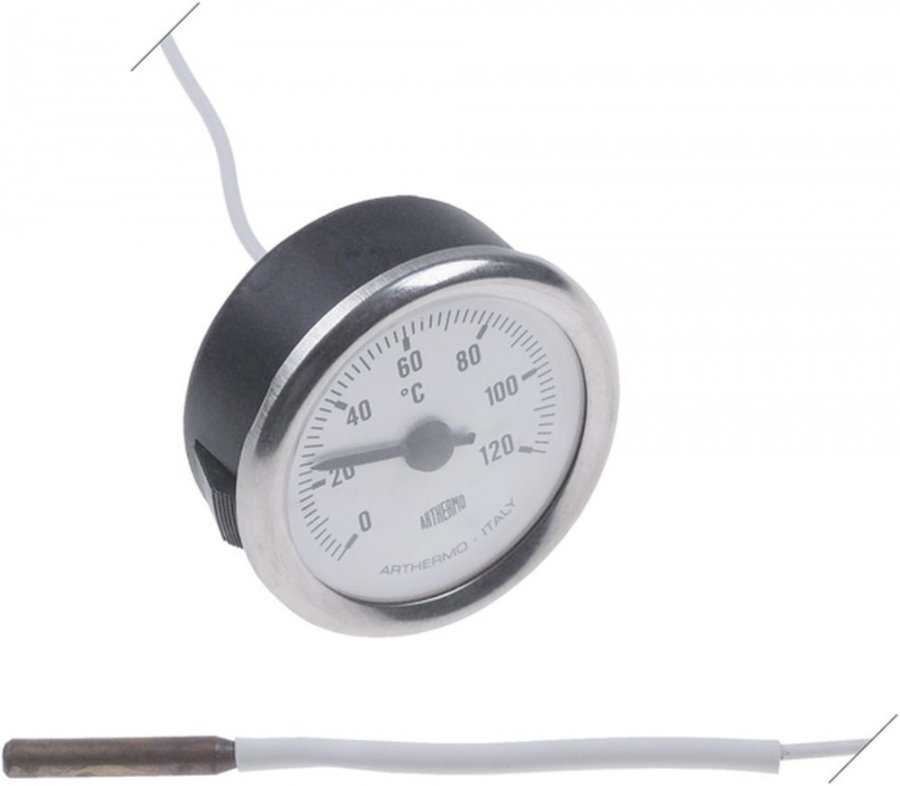 thermometer mounting ø 52mm t.max. 120°C measuring range 0-120°C probe ø 6mm