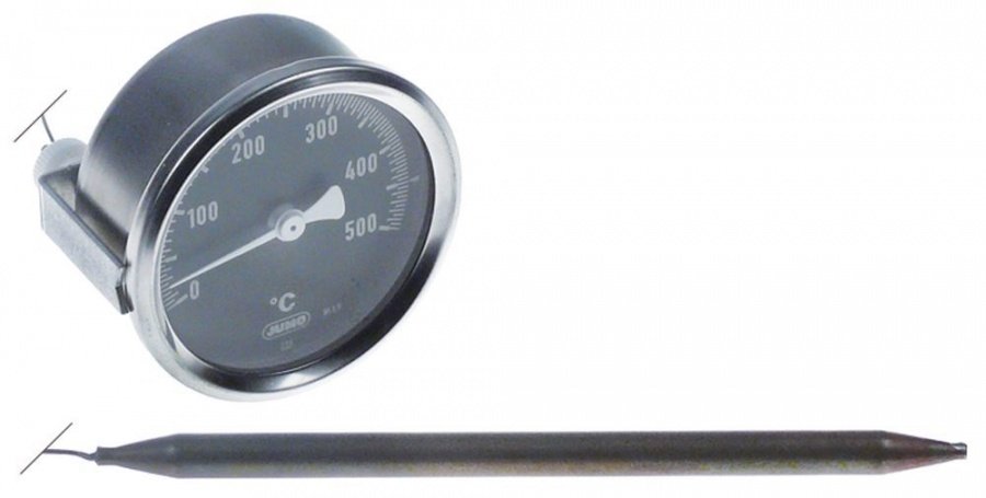 Termometru cuptor pizza 0-500°C, bulb ø 8x149 mm, lungime capilar 1000 mm, montare in orificiu ø 60 mm, termometru JUMO - 541879