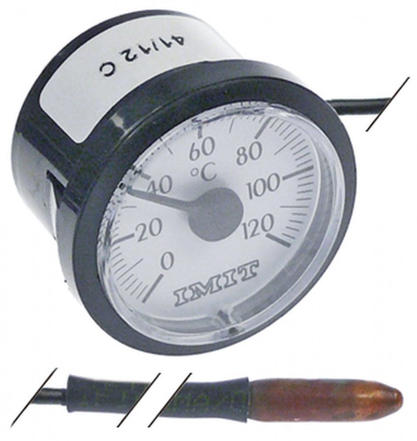 Termometru ø 38 mm, 0-120°C, senzor ø 6,5 mm, L 25 mm, fir capilar 3000 mm - 541912