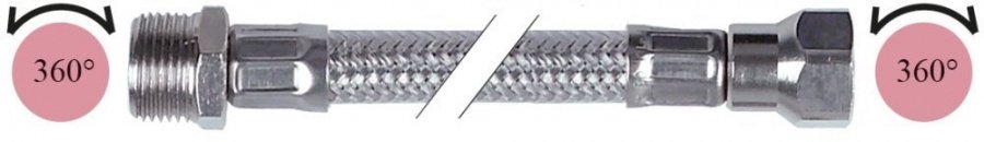 Furtun dus Inox L 1050mm cu armatura flexibila ø nominal 10mm filet ½" - 542020