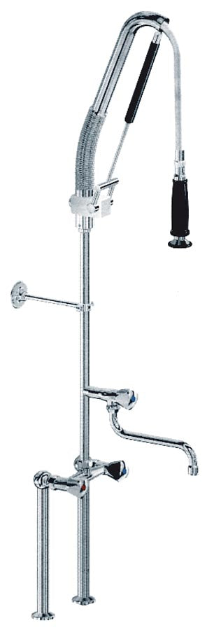 Pre-rinse unit with bridge mixer tap ½" with swivel tap head ½" triangular handle - 547241