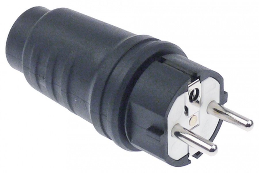 Stecher CEE7/7 tip E+F, cu 3 borne P+N+E, max. 16A, 230V, carcasa cauciuc, protectie IP44 - 550200