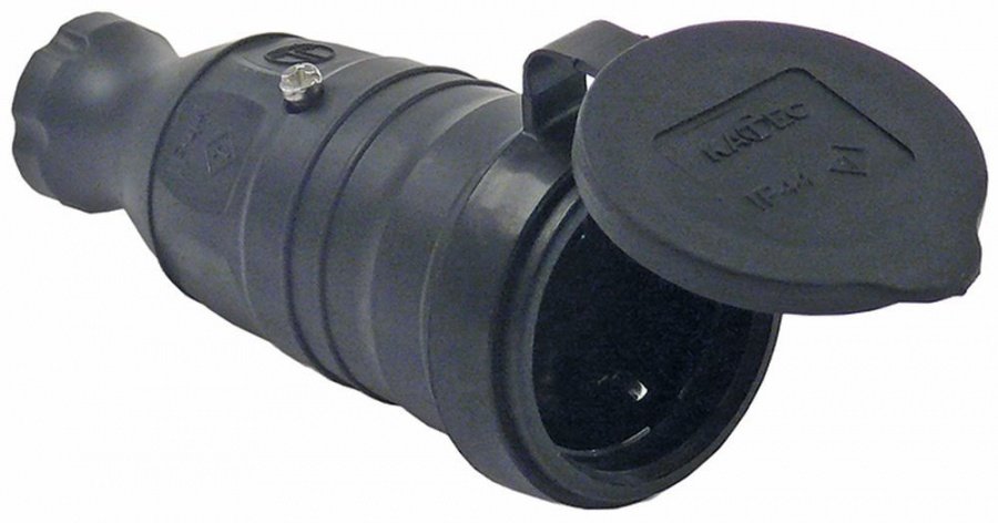 Priza volanta CEE7/4 tip F, max. 16 A, 230 V, protectie IP44, din cauciuc, cu capac - 550202