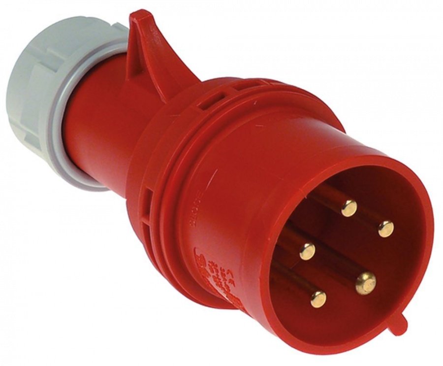 Ștecher trifazic CEE roșu, max. 32 A, 400 V, cu 5 borne 3P+N+E, IP44, pentru cablu 2,5-6,0 mm² - 550211