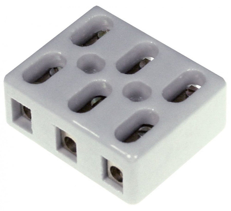Porcelain terminal block 3-pole 10mm² hole distance 19mm max. 32A max 450V - 550596