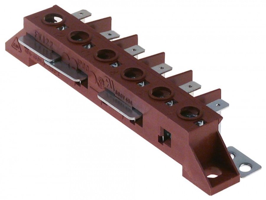 Regleta sir de cleme cu 6 cuple 6,3 mm, max. 40 A, max 450 V, temp.-resist. 150°C - 550977