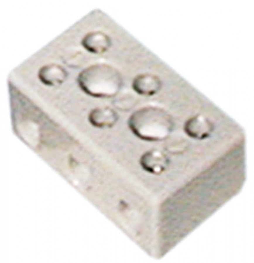 Porcelain terminal block 3-pole 10mm² max. 30A max 450V 52x30mm hole distance 17mm 5 pcs - 555116