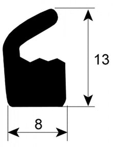 lid gasket W 8mm H 13mm silicone Qty 12m