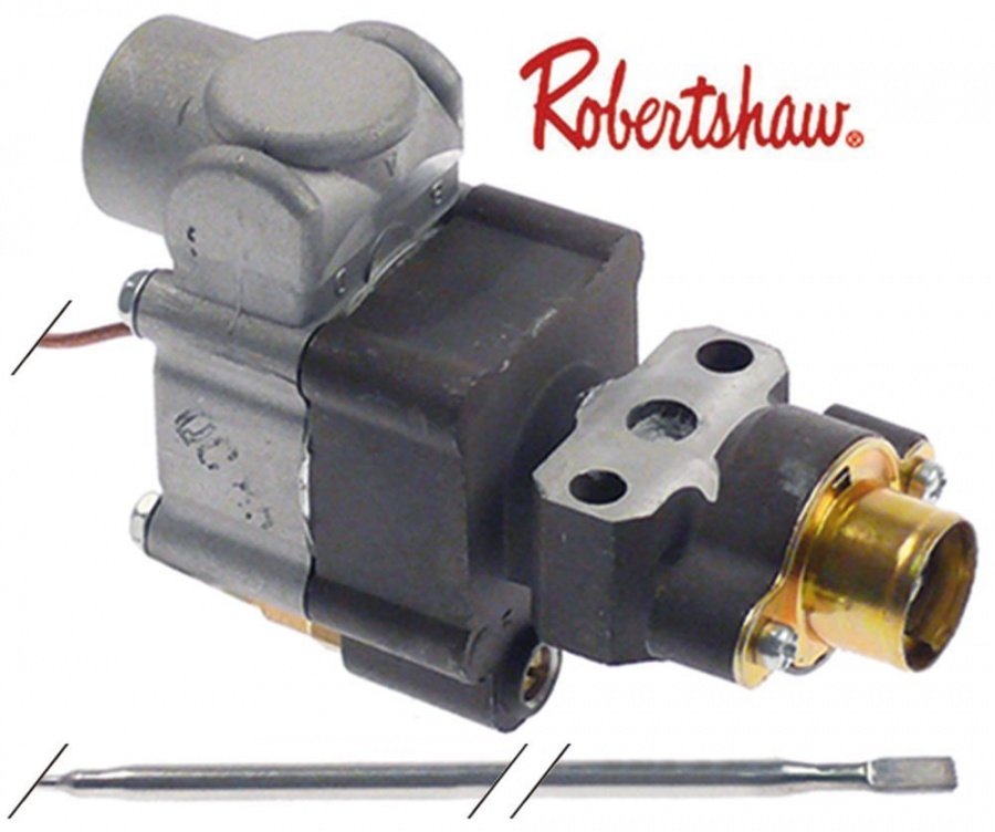 Valva de gaz termostatica, BJW 93-287°C, intrare gaz flansa, iesire gaz  flansa, senzor ø 5 mm, senzor lungime 290mm - Cod 580062