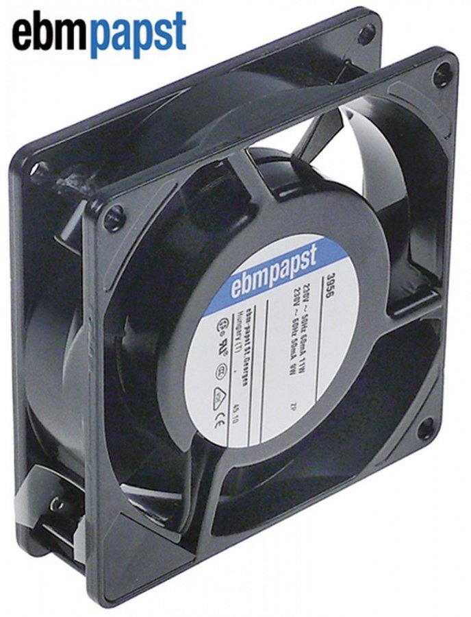 Ventilator patrat axial metalic 92 x 92 mm, H 25 mm, 230 V AC, 50/60 Hz, 9/11 W, rulmenti cu bile, ebmpapst nr. prod. 3956 - 601082
