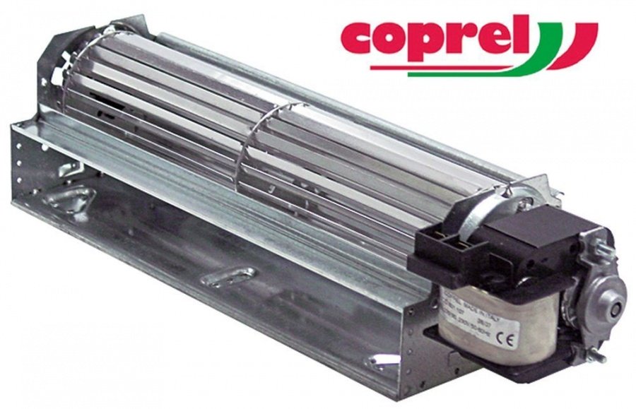 Ventilator tangential cu tambur, lungime 270 mm, tambur ø 60 mm, pozitie motor dreapta, 230 V, 50 Hz, 40 W, frigorifice - Cod 601107