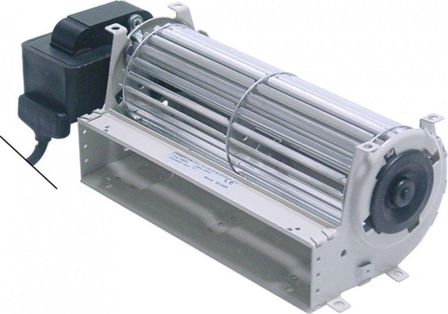 Ventilator tangential cu tambur, lungime 180 mm, tambur ø 60 mm, pozitie motor stanga, 230 V, 50 Hz, 40 W, frigorifice - Cod 601110