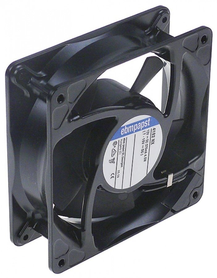 Ventilator 12V DC, 4,5 W, patrat 119 x 119 mm, H 38 mm, din metal, cu rulmenti cu bile, EBM 4182NX - 601121