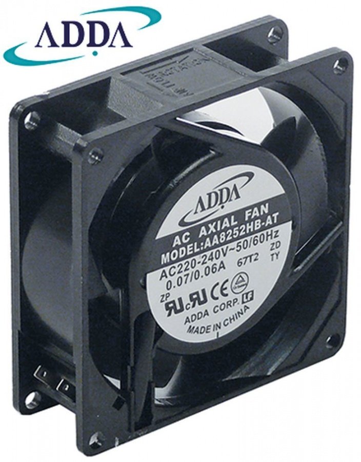Ventilator Axial, L 80 mm, W 80 mm, H 25 mm, 230 V CA, 50/60 Hz, 13/14 W rulment cu bile, conectare cablu, metal - Cod 601130