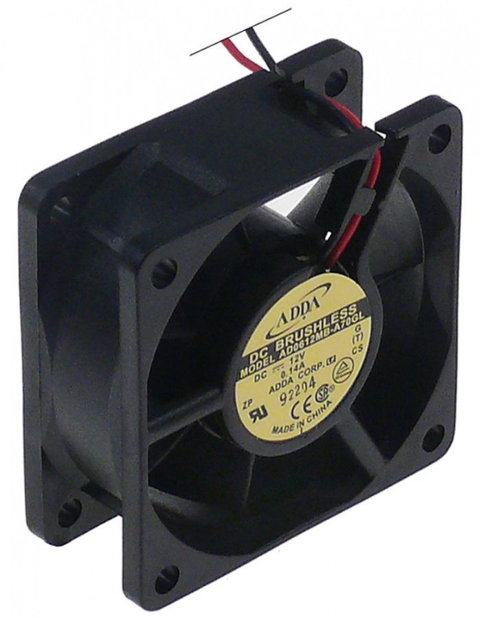 Ventilator Axial, L 60 mm, W 60 mm, H 25 mm, 12 V CC, rulment cu bile, conectare cablu, plastic, ADDA - Cod 601154