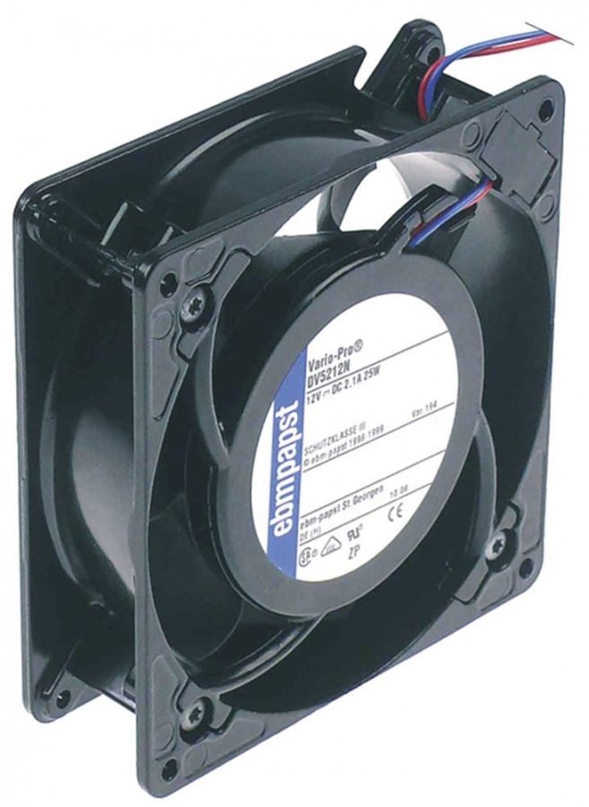 axial fan L 127 mm W 127 mm H 38 mm 12 V DC 21 W bearing ball bearing connection cable - 601309