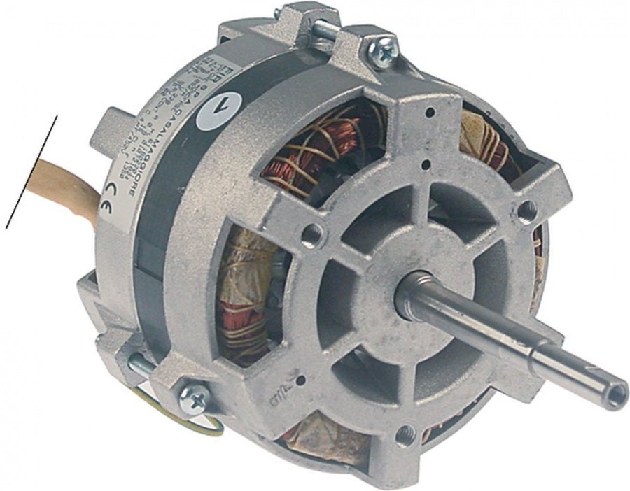 Motor pentru ventilator de aer cald, 220 V, faze 1, 50 Hz, 0,1 kW, 1350 rpm, viteze 1, L1 105 mm, L2 66 mm L3 35 mm, D1 ø 10 mm, FIR - Cod 601360
