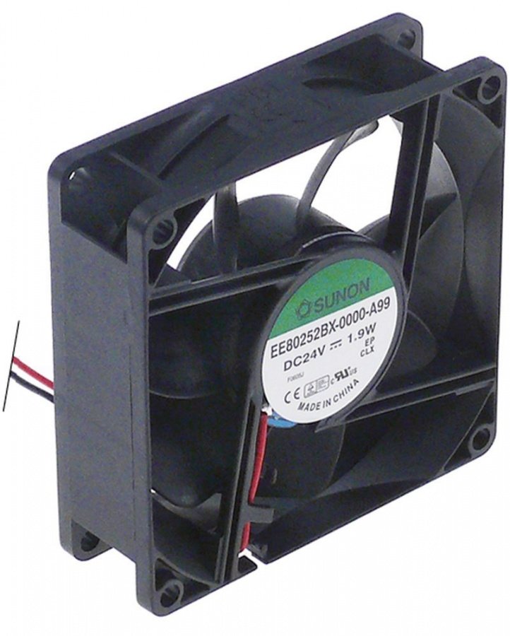 Ventilator axial 80 x 80 mm, H 25 mm, 24 V CC, 4,7 W rulment cu bile, conectare cablu, plastic - 601439